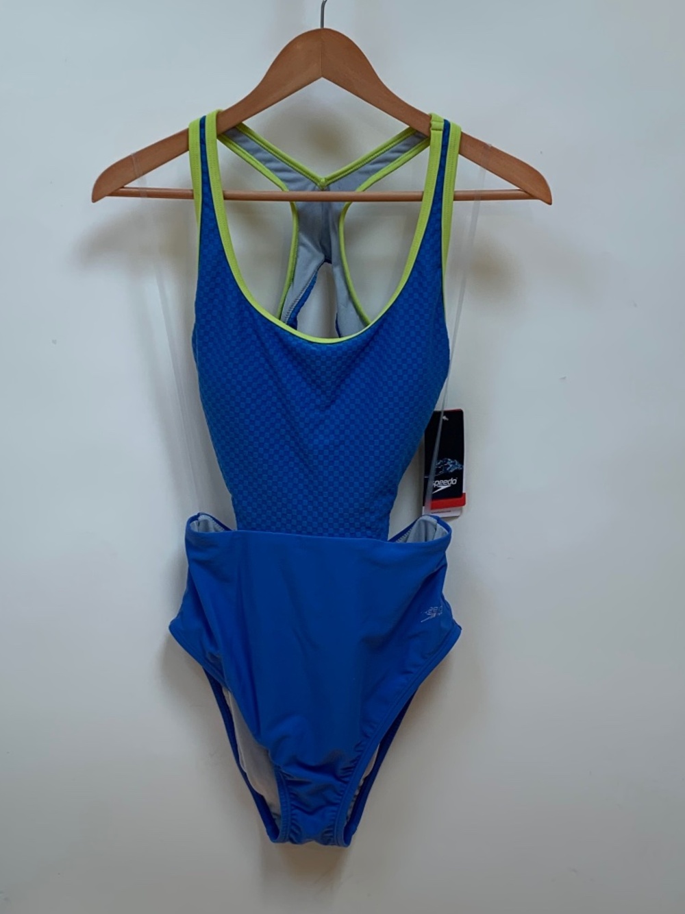Speedo Womens Jacquard Splice Side Cut Out One Piece Swimsuit Blue Size 8
